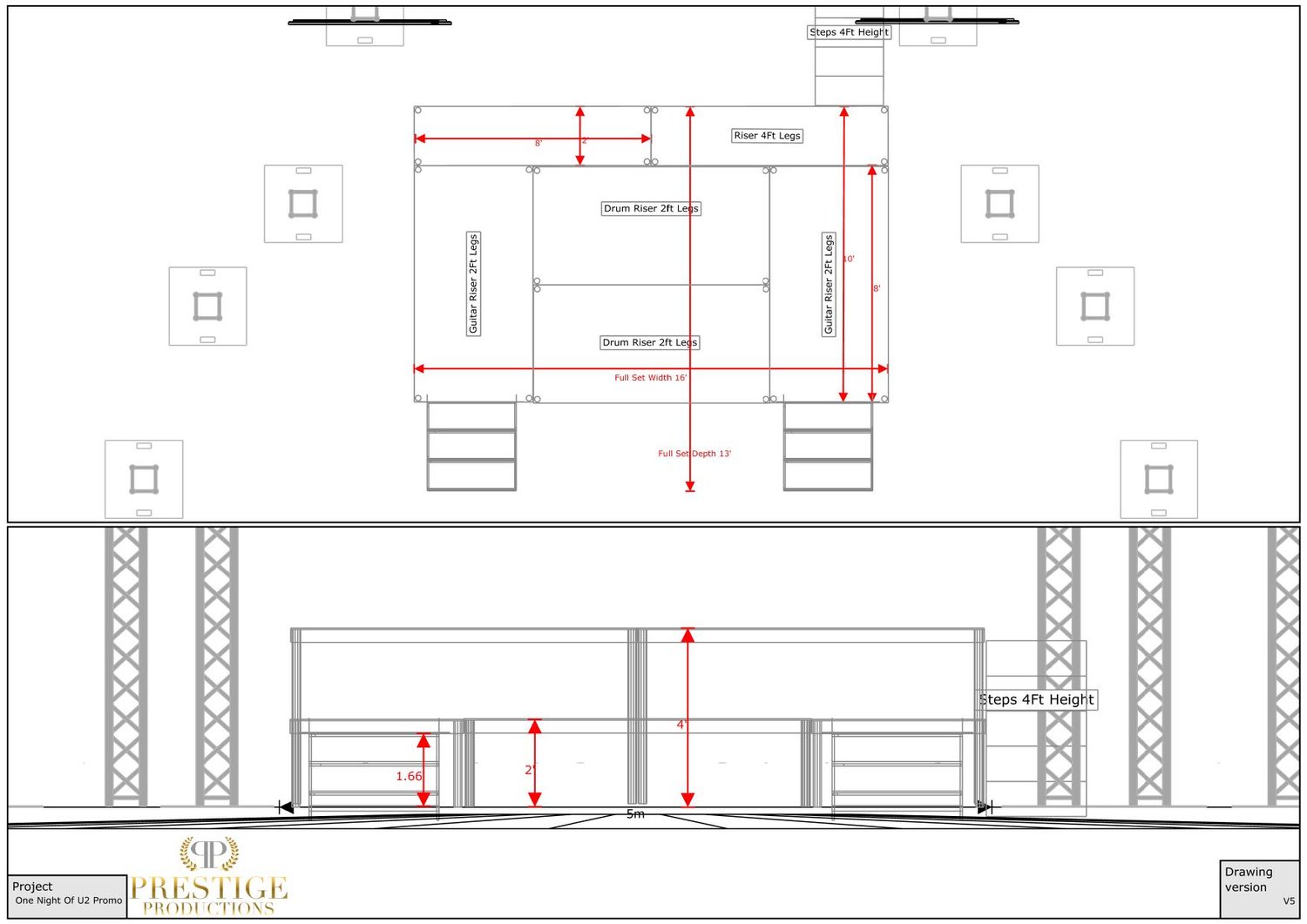 One Night of U2 — stage elevation CAD drawing